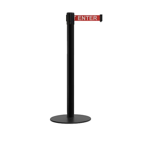 Montour Line Stanchion Belt Barrier Flat Base Black Post 11ft.Red Caution Belt S400-BK-CAURW-110